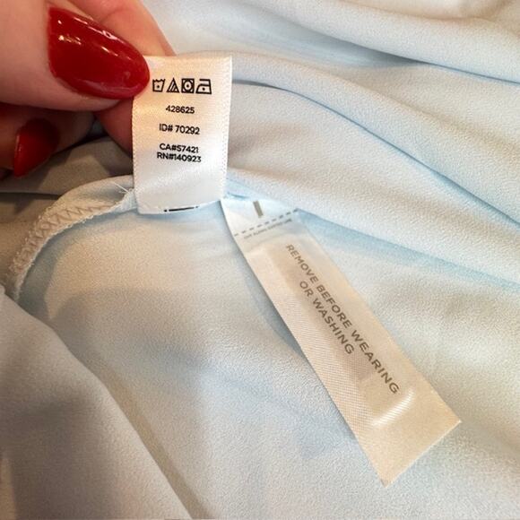 Loft Baby Blue Chiffon V-Neck Long Sleeve Blouse - Small - Picture 13 of 13